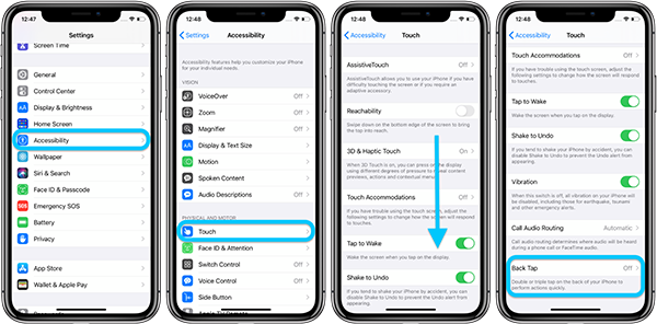 Bạn cần chọn Back Tap để kích hoạt tính năng này của iPhone
